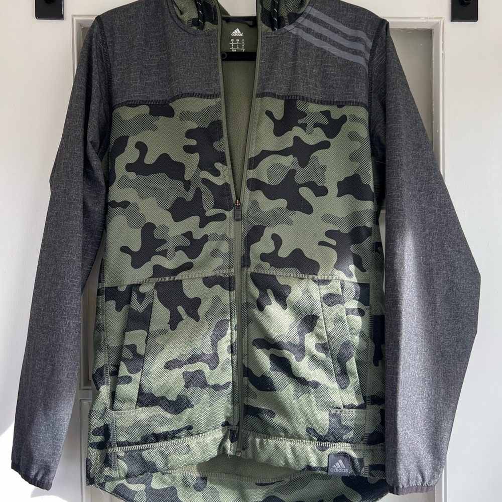 Adidas Green Camo and Gray Jacket